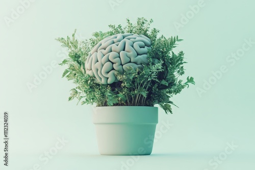 Wallpaper Mural Potted plant shaped like a human brain, symbolizing growth Torontodigital.ca