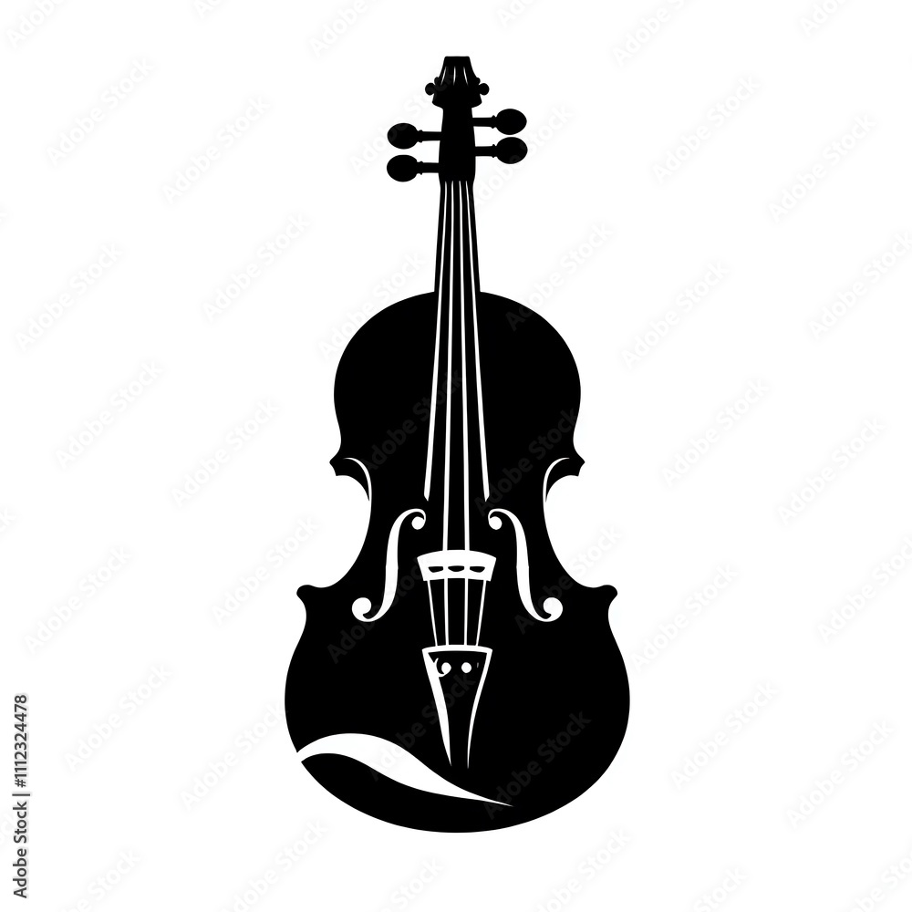Black silhouette of a violin with elegant design. Black silhouette of a violin with elegant design.