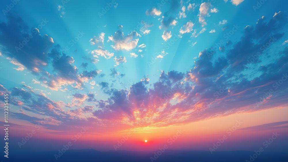 Fototapeta premium High-Angle Full Shot of a Vibrant Sunset Sky