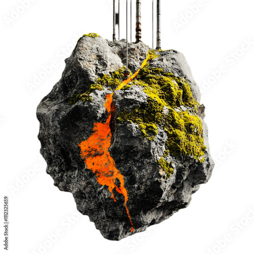 Moss stone isolated on transparent and white background. PNG cutout.