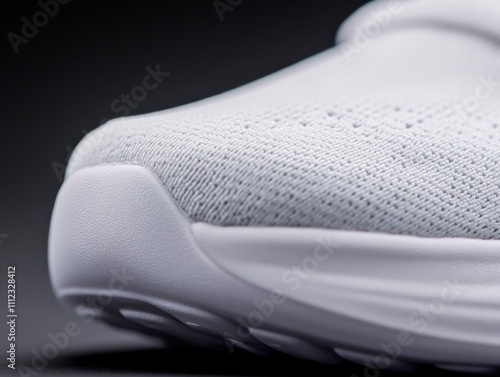 A single sustainable sneaker highlights its plant-based fibers and intricate eco-friendly stitching. This close-up emphasizes the thoughtful design choices made photo