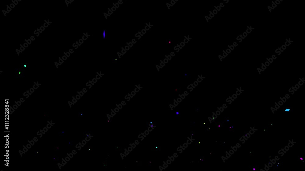 Colorful confetti explosion from bottom middle isolated on a dark background, horizontal composition. Small size. Standard speed. Animation footage for graphic design. Colorful confetti explosion from bottom middle isolated on a dark background, horizontal composition. Small size. Standard speed. Animation footage for graphic design.