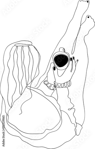  coffee time concept line art