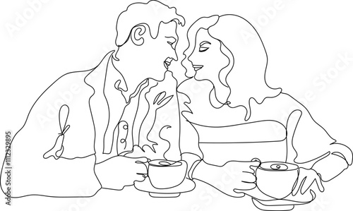  coffee time concept line art
