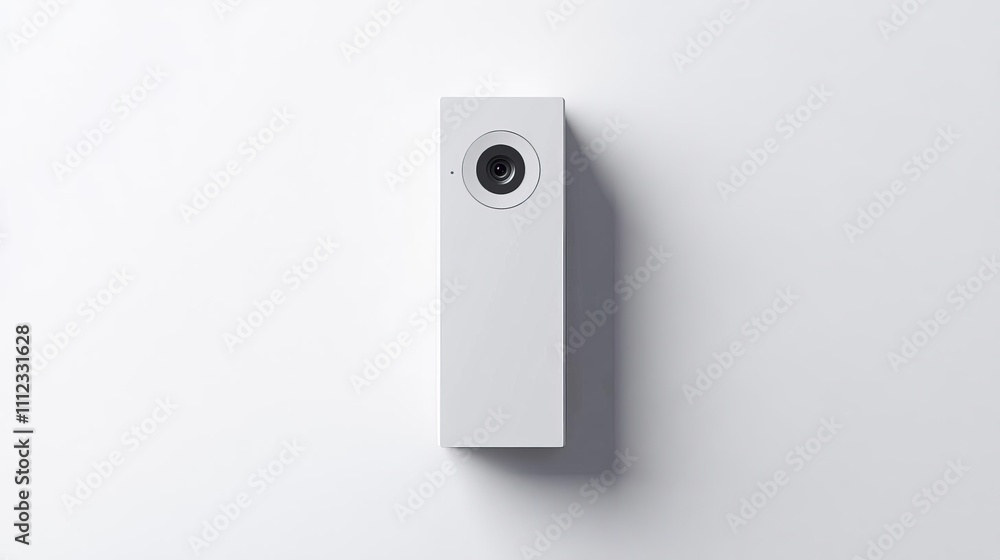 Minimalist White Security Camera on Wall Home Security Surveillance System Minimalist White Security Camera on Wall Home Security Surveillance System
