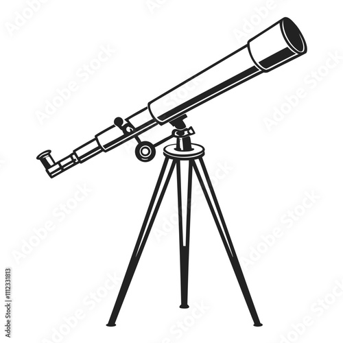 Minimalist Telescope black silhouette vector illustration Isolated on a transparent background