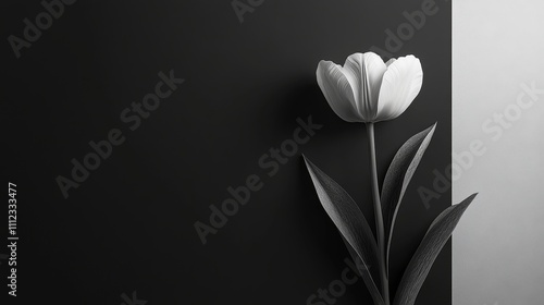 Elegant White Tulip Against Black And White Background