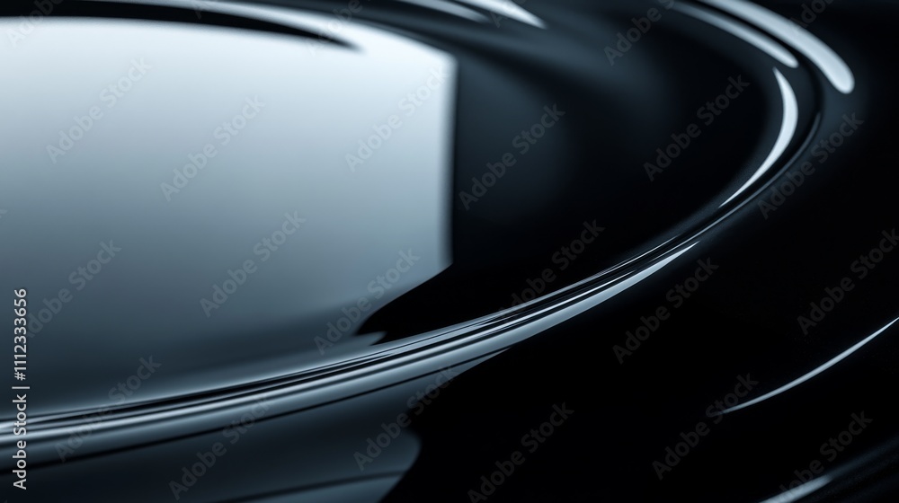 Fototapeta premium Abstract Dark Surface Showing Fluid Reflection Curves
