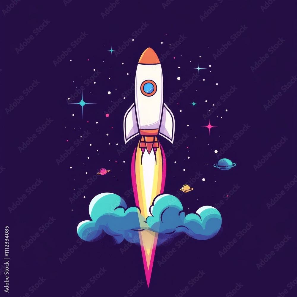 Fototapeta premium Rocket launching into space.