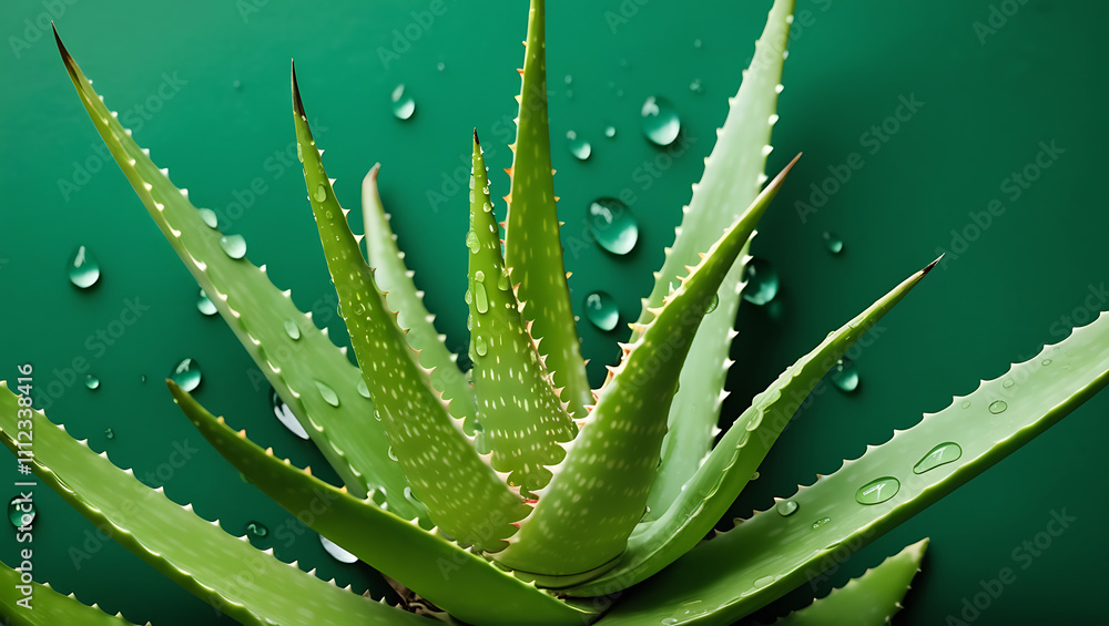 Close-up of an Aloe Vera Plant with Water Droplets Close-up of an Aloe Vera Plant with Water Droplets