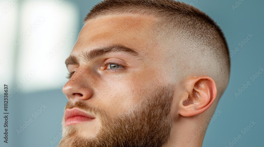 Fototapeta premium Clean and Precise Buzz Cut in Natural Sunlight
