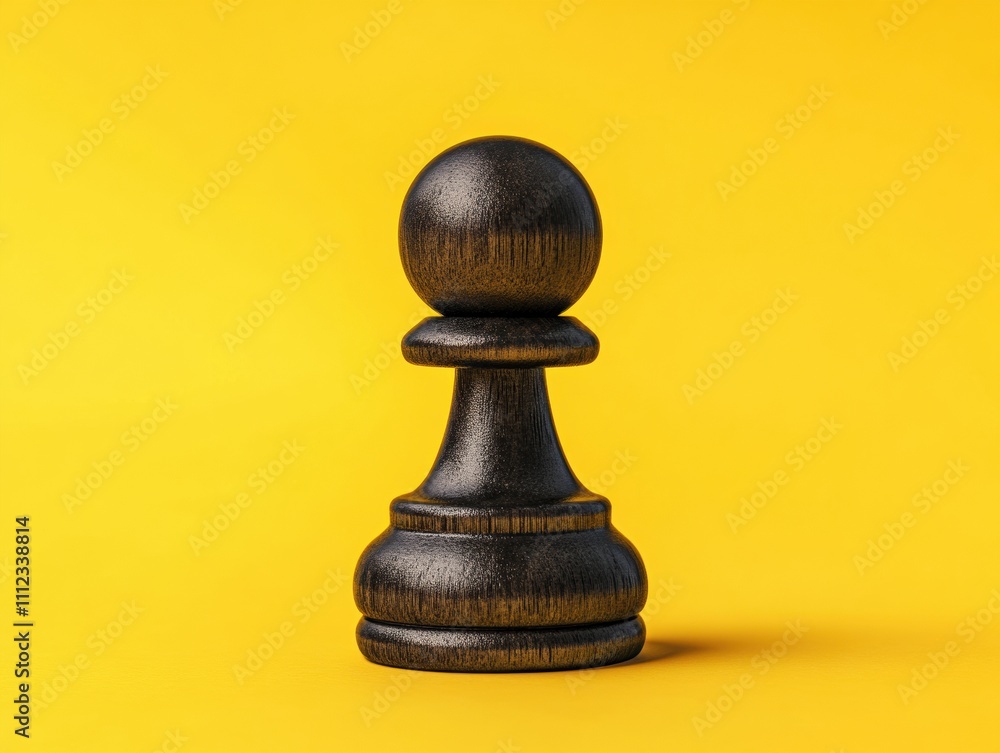 Elegant black chess pawn on a bright yellow background for creative projects. Elegant black chess pawn on a bright yellow background for creative projects.
