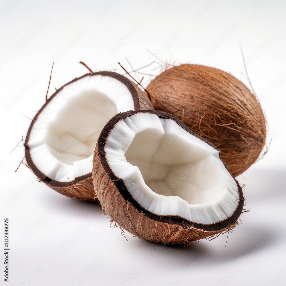 Two halves and whole coconut. Two halves and whole coconut.