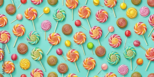 rendered seamless sweet lollipop world, candy, colorful, sugar, treat, dessert, tasty, swirl, lollipop, fantasy, whimsical