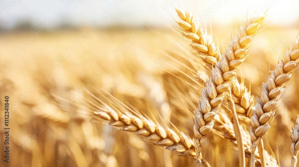 Golden wheat field under the sun, showcasing ripe ears ready for harvest. Golden wheat field under the sun, showcasing ripe ears ready for harvest.