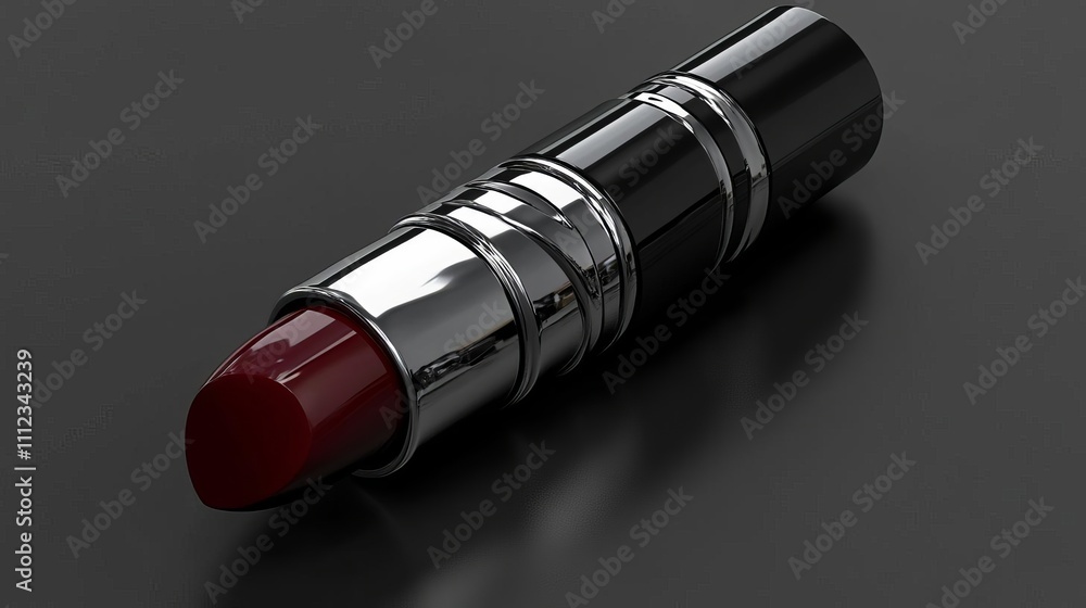 Luxury Red Lipstick Shiny Chrome Tube Cosmetic Product Luxury Red Lipstick Shiny Chrome Tube Cosmetic Product