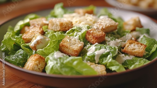 Fresh Caesar salad with croutons.