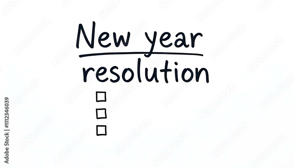 Fototapeta premium New year's resolution checklist on plain white background