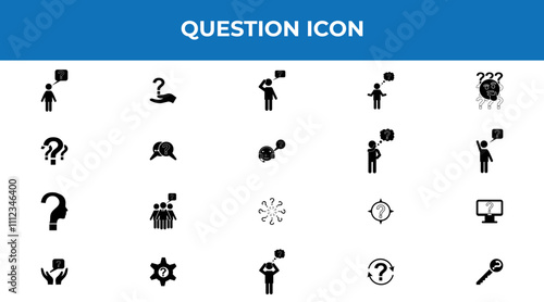 Set of Question vector icon. Help Business icon. Ask for support and information sign. Confusion icon vector