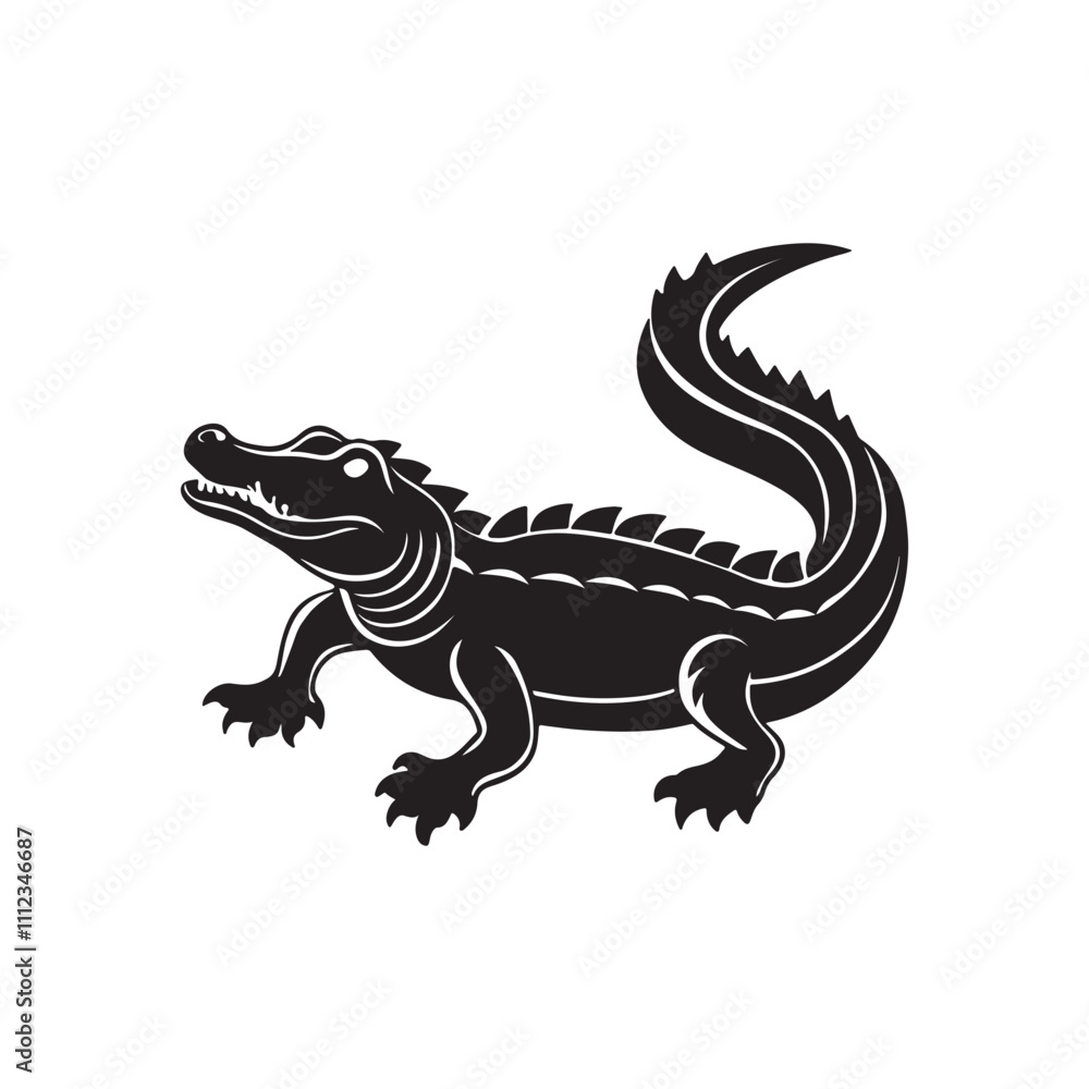 crocodile silhouette vector, black and white silhouette, vector and illustration, black and white, isolated on white background crocodile silhouette vector, black and white silhouette, vector and illustration, black and white, isolated on white background