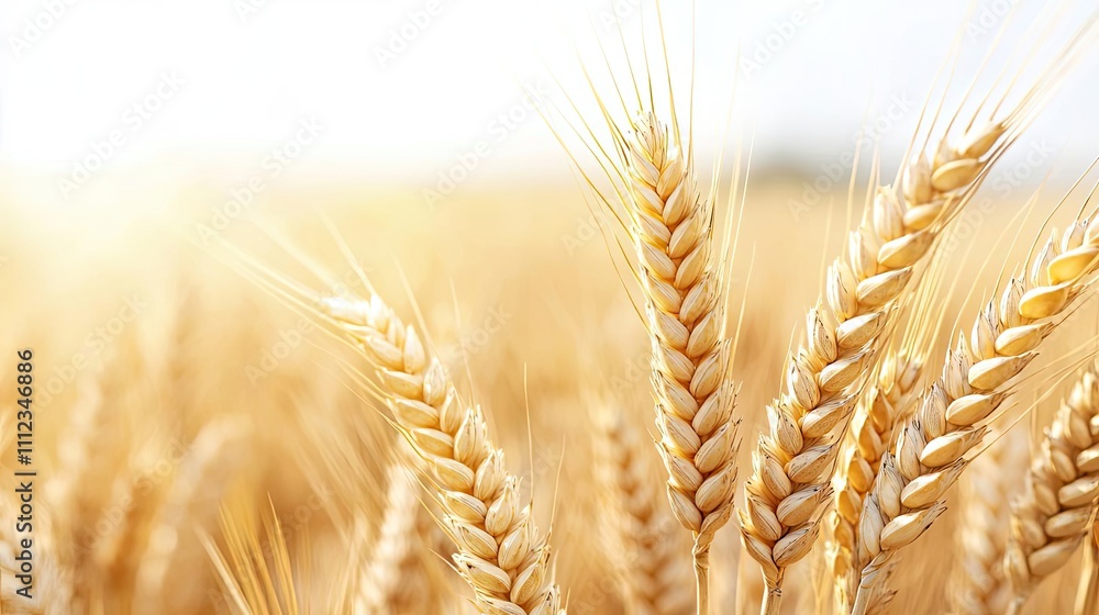 Close-up of golden wheat ears in a sunlit field, showcasing nature's harvest. Close-up of golden wheat ears in a sunlit field, showcasing nature's harvest.