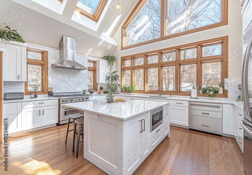 Spacious Modern Kitchen with Abundant Natural Light and Windows