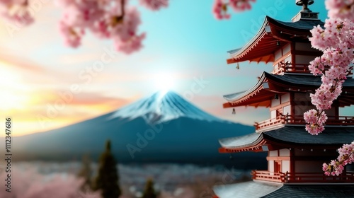 Wallpaper Mural Scenic View of Chureito Pagoda with Cherry Blossoms Torontodigital.ca