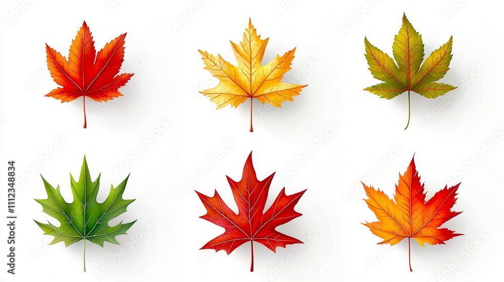 Vibrant Autumn Leaves in Seasonal Symmetry and Diverse Colors Vibrant Autumn Leaves in Seasonal Symmetry and Diverse Colors