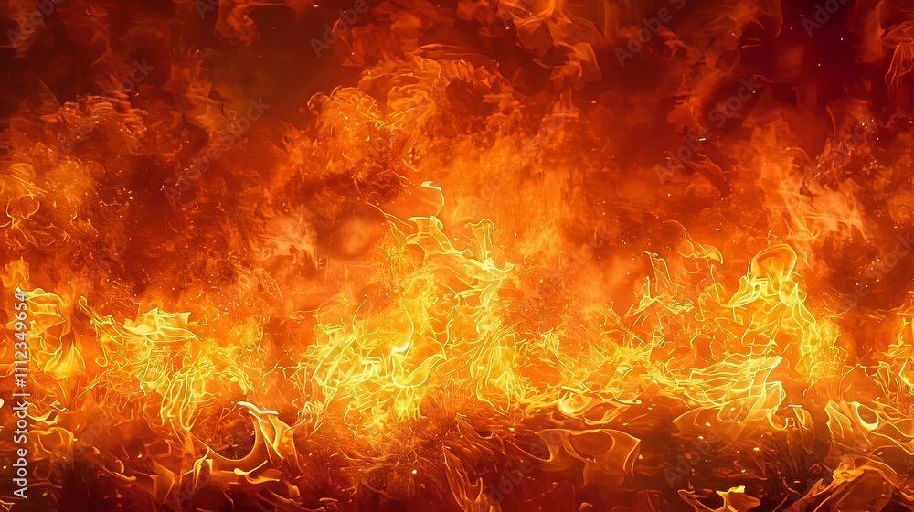 Fiery flames and smoke on dark background. Fiery flames and smoke on dark background.