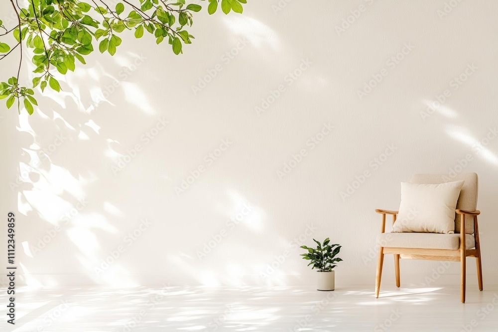 Obraz premium a photostock of a easy and comfort home lifesyle simple and minimal decorating soft comfort pillow armchair with daylight from window home interior design concept background