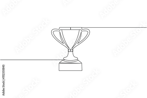 Football trophy cup continuous line drawing of isolate outline football day simple vector icon