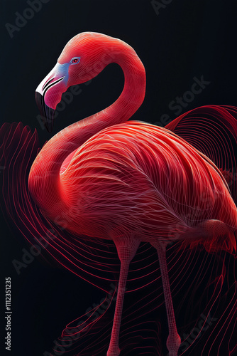 Obraz na płótnie abstract flamingo flamingo bird with lines in terracotta color w salonie