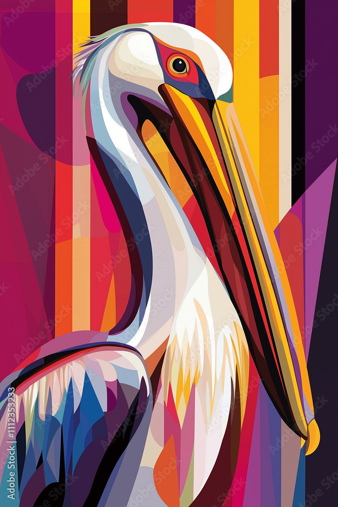 pelican bird artwork purple