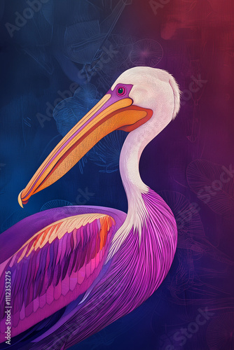 Obraz na płótnie pelican bird artwork purple w salonie