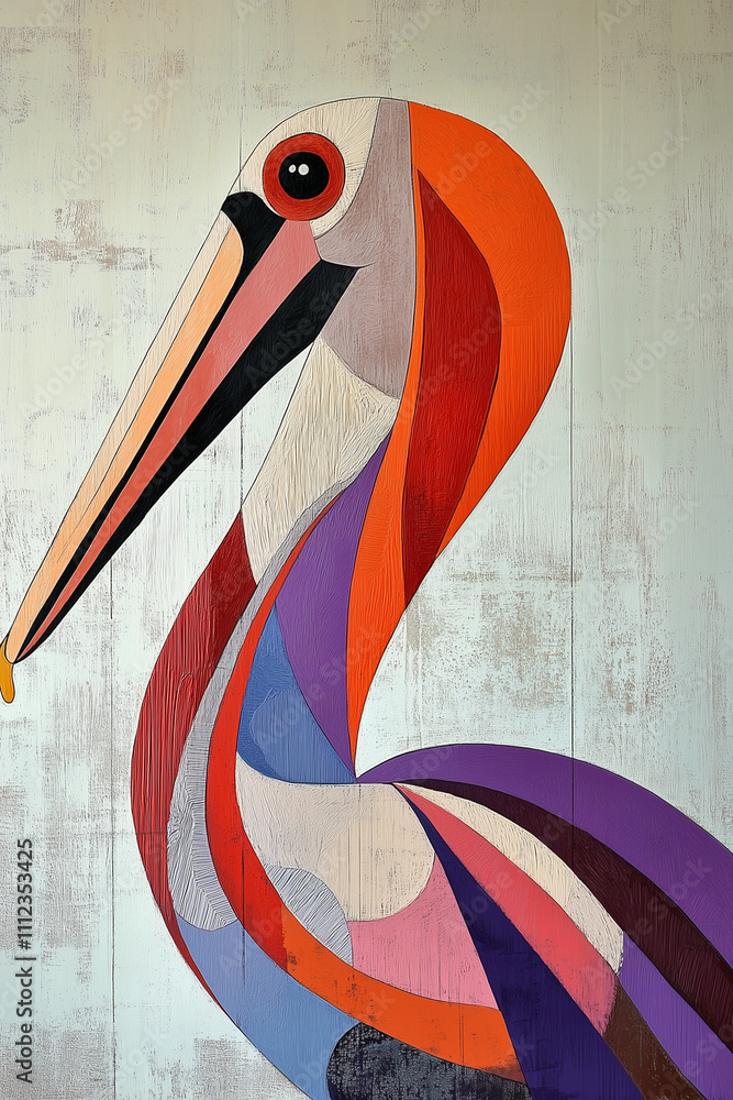 pelican bird artwork purple