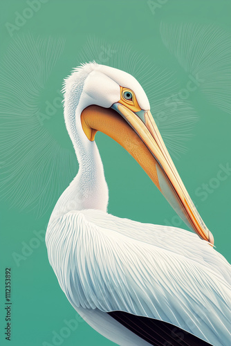 Mint green pelican bird abstract Trend bird animal avian