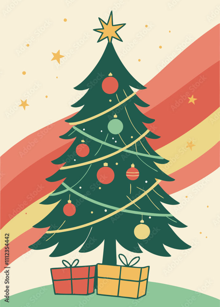 Bright Christmas Tree with Pink Presents Bright Christmas Tree with Pink Presents