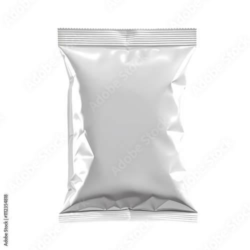 Silver foil packaging, product mockup, minimalist design, high-resolution, isolated background