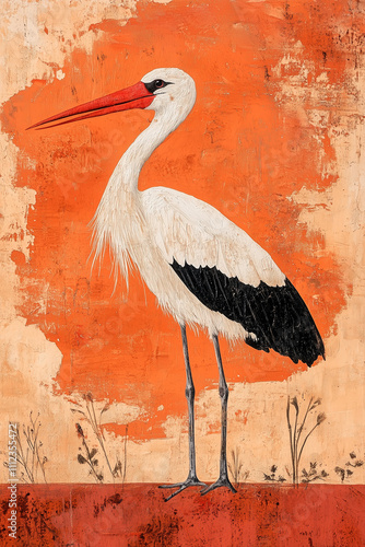 Trend bird animal avian Stork orange 