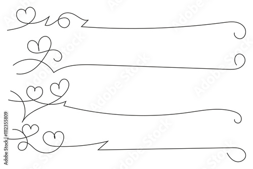 Wallpaper Mural Filigree curly Calligraphic Heart, Fancy Line hearts divider and separator line Swirls, curve romantic love ornate, Valentine's Day flourish Swirl, Calligraphy lettering thin lines hearts scroll  Torontodigital.ca