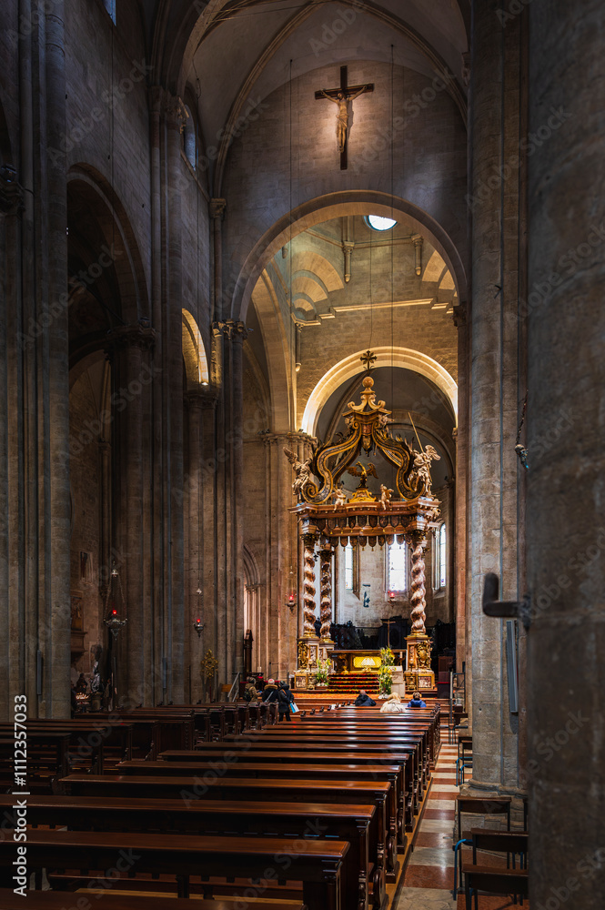 Fototapeta premium Ice Dawn in Sappada. Walk through ancient villages and dream mountains. Dolomites.