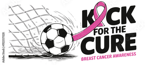 kick for the cure cancer awareness poster design football