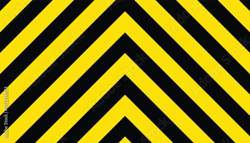 Black and yellow warning chevron seamless pattern. seamless vector graphic of black upward pointing on a yellow background. signifies danger or a hazard