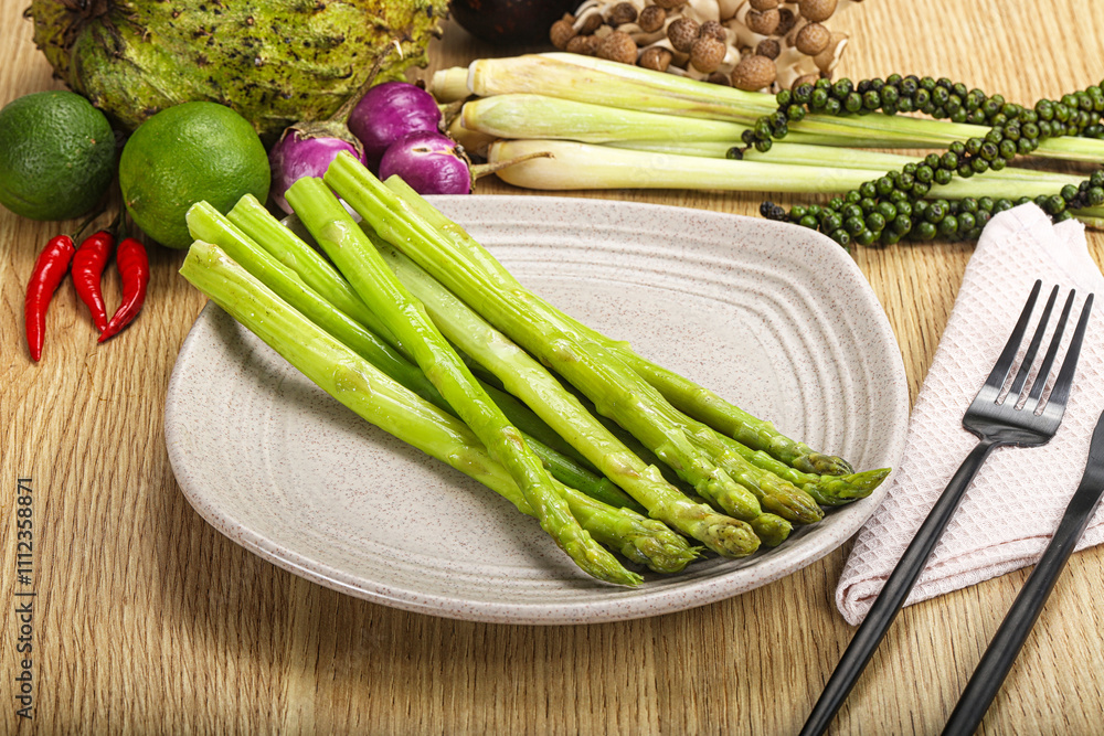 Dietary cuisine - boiled aspargus stem Dietary cuisine - boiled aspargus stem