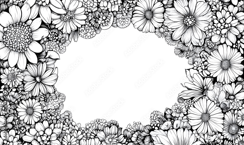 Creative 2D Doodle Floral Illustrations Text Space for Versatile Designs, Greeting Cards, Invitations Creative 2D Doodle Floral Illustrations Text Space for Versatile Designs, Greeting Cards, Invitations