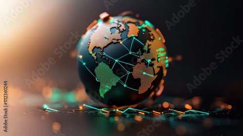 Dynamic Globe with Glowing Network Lines