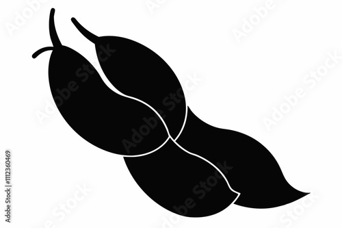 Edamame Silhouette Icon Vector On White Background,natural food icon, monochrome food art, farming produce, soybeans vector, edible pod silhouette.