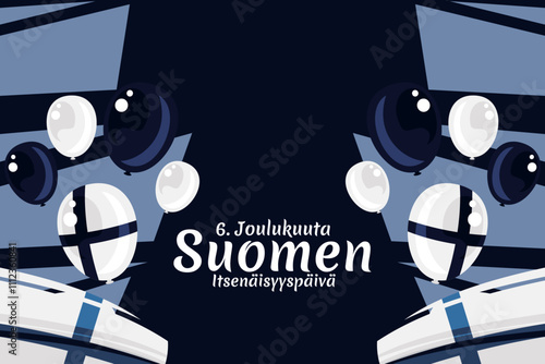 Translation: December 6, Happy Independence day. Independence Day of Finland vector illustration. Suitable for greeting card, poster and banner.