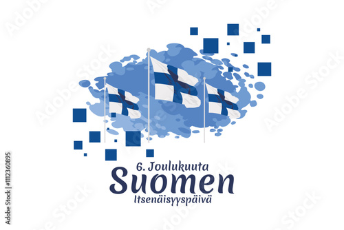 Translation: December 6, Happy Independence day. Independence Day of Finland vector illustration. Suitable for greeting card, poster and banner.