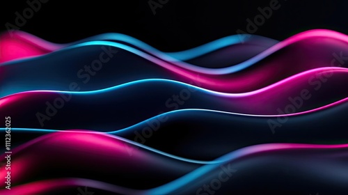 Abstract flowing lines in pink and blue on a dark background.